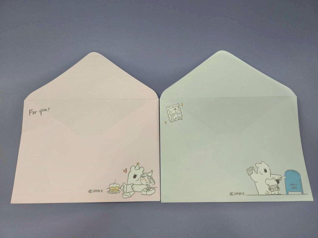 【西式信封】 黑田桑西式信封(浅蓝粉红)18810 - 信封/信纸 - 纸 多色