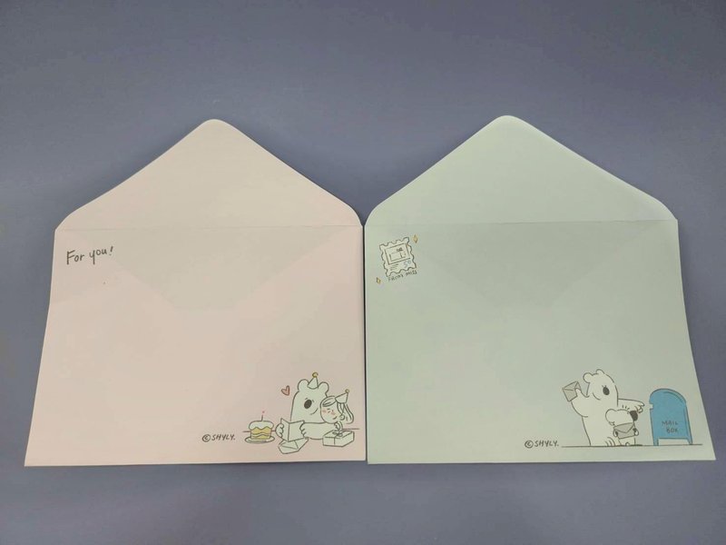 【西式信封】 黑田桑西式信封(浅蓝粉红)18810 - 信封/信纸 - 纸 多色