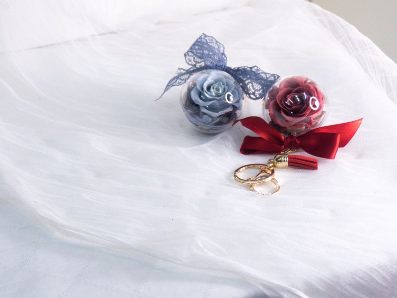 迷你永生花球钥匙圈 含礼盒 定制化 多色可选 不凋花 - 干燥花/捧花 - 植物．花 多色