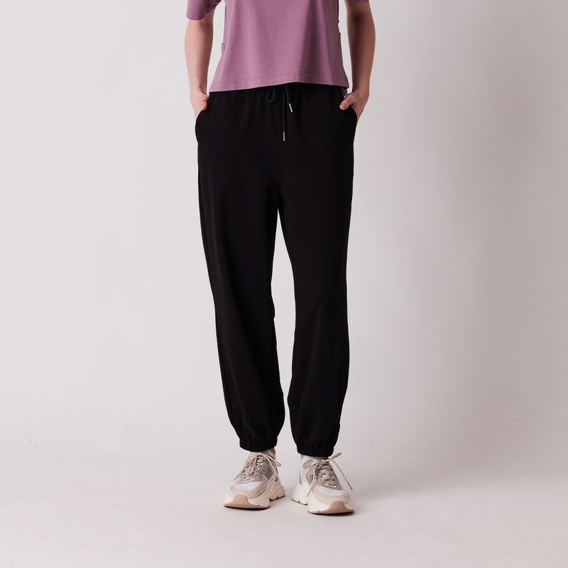 棉混纺束脚运动裤 - 男士长裤 - 棉．麻 黑色