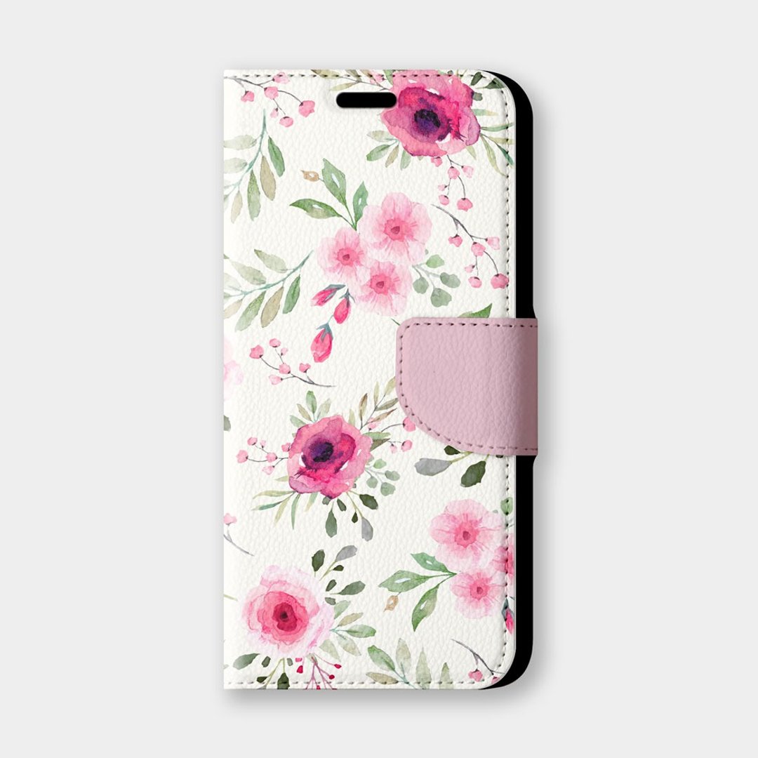 母亲节礼物 淡粉玫瑰 iPhone 手机翻盖 保护皮套 手机壳 PS125 - 手机壳/手机套 - 人造皮革 粉红色