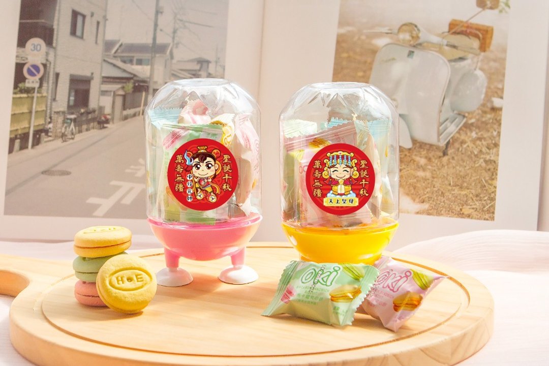 Q版神明祝寿 脚丫罐饼干糖果 (马卡龙夹心饼 6个入) - 零食/点心 - 新鲜食材 红色