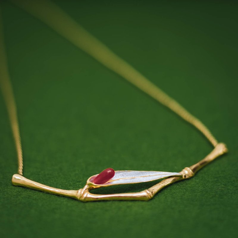 经典新艺术风格 - 竹节石英项链 - 日式设计 - 竹节项链 - 项链 - 银 金色