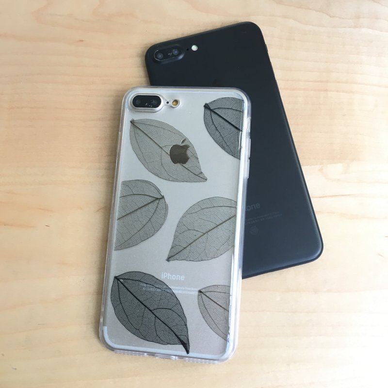 叶色余灰::个性型格叶脉压花手机套pressed flower phonecase - 手机壳/手机套 - 硅胶 灰色