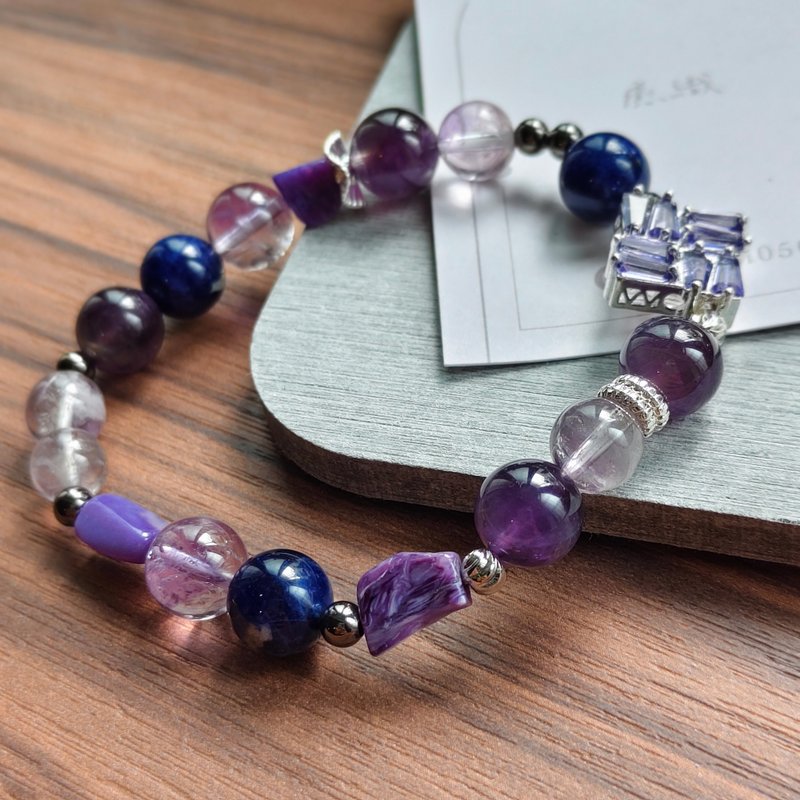 【紫龙晶×紫水晶×蓝纹石水晶手链】开运 招贵人 - 手链/手环 - 水晶 紫色