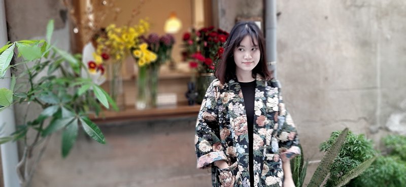AMIN'S SHINY WORLD 爱喝咖啡的玫瑰园 KIMONO - 女装休闲/机能外套 - 棉．麻 多色