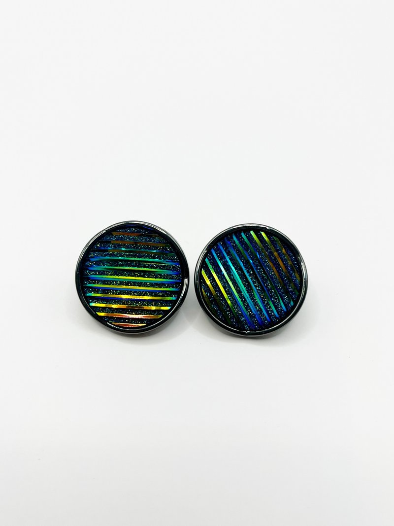 幻彩黑烁 | 复古大耳环 - 耳环/耳夹 - 塑料 多色