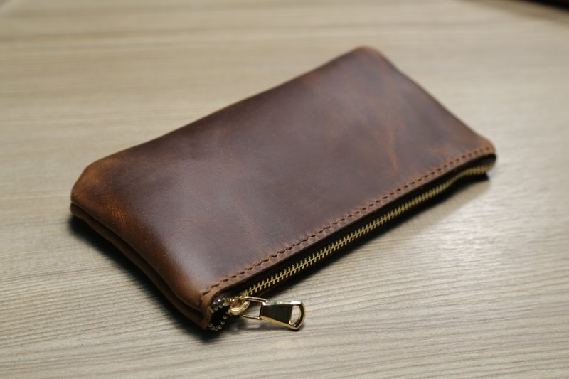 艺创小间 | 疯马皮拉链笔袋手机袋收纳袋手拿包 情人节 礼物 - 手拿包 - 真皮 