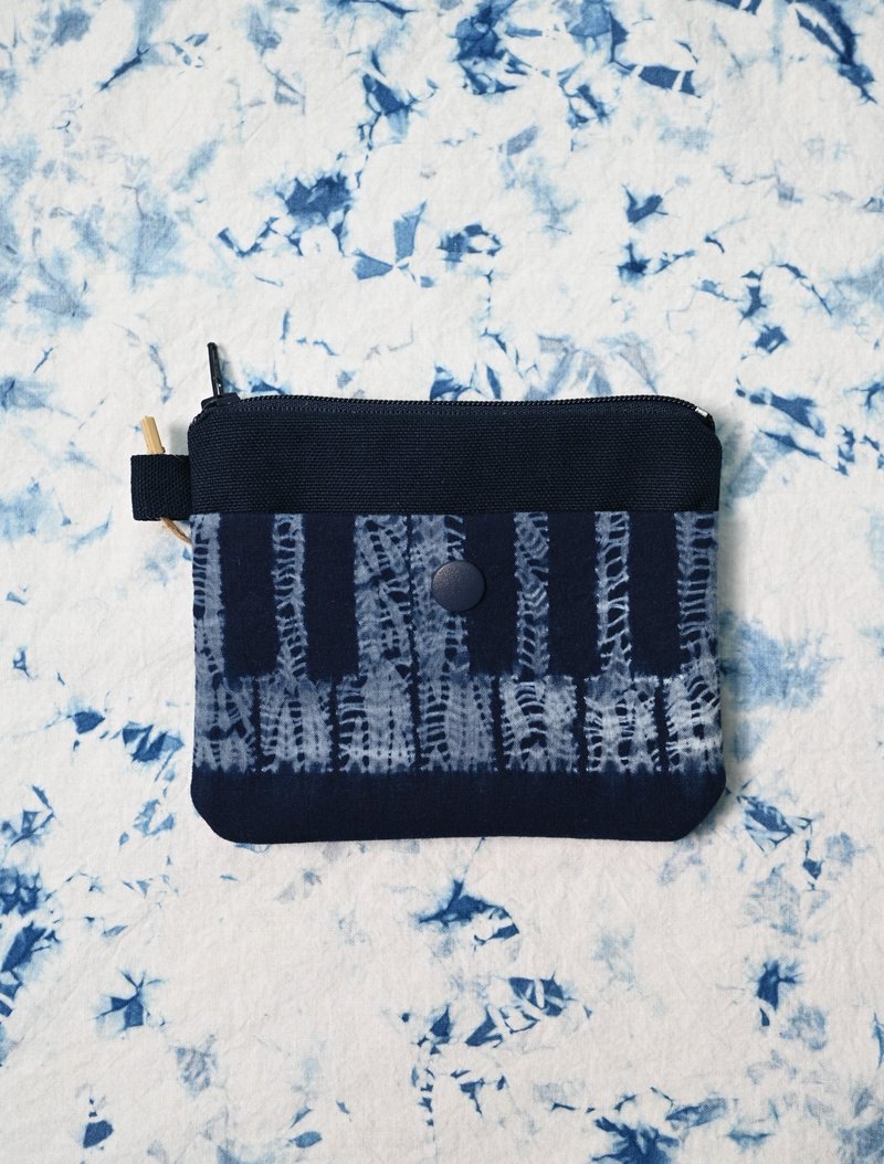 【记忆有限】蓝染拉链零钱包-竹林 - 零钱包 - 棉．麻 蓝色