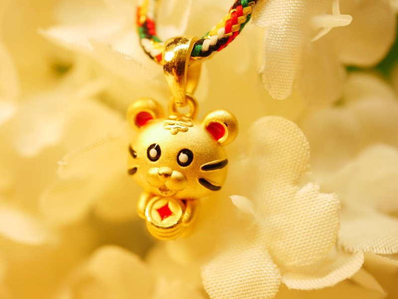 黄金坠子-生肖虎金饰弥月礼-黄金9999 - 满月礼盒 - 24k 金 金色