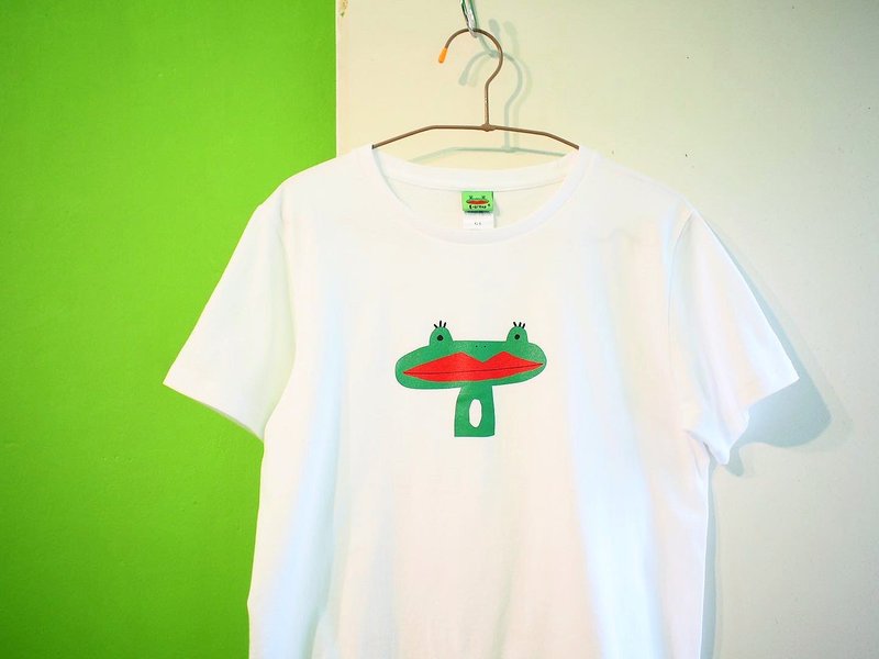E*group T-shirt  阿蛙半身 - 中性连帽卫衣/T 恤 - 棉 白色