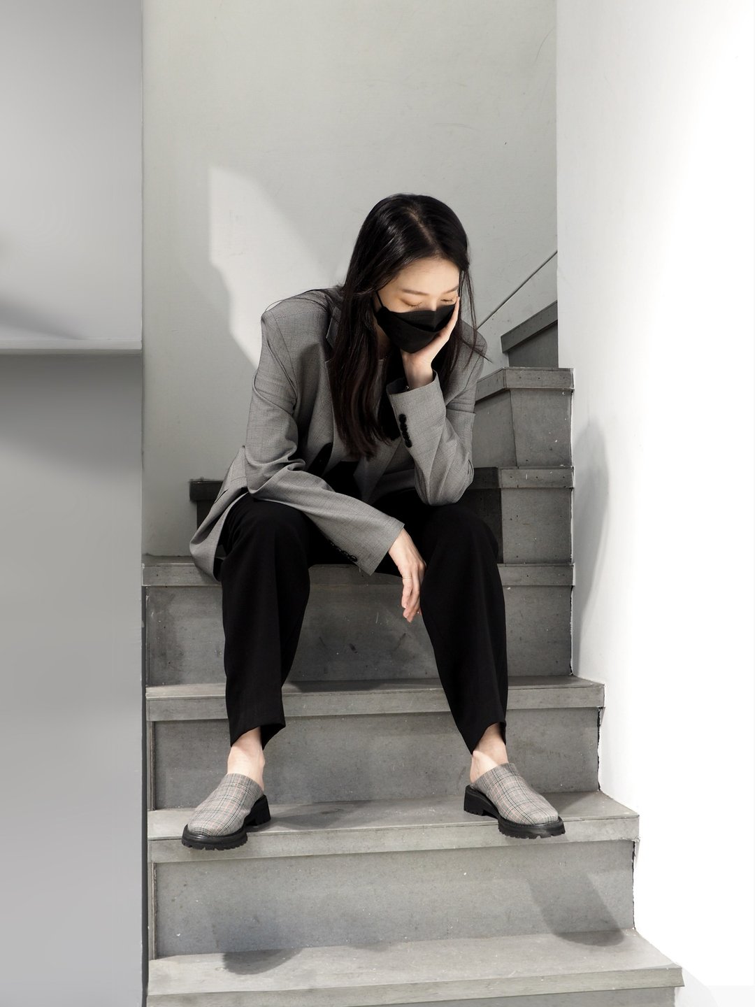 爱花穆勒- Anne - 拖鞋 - 棉 灰色