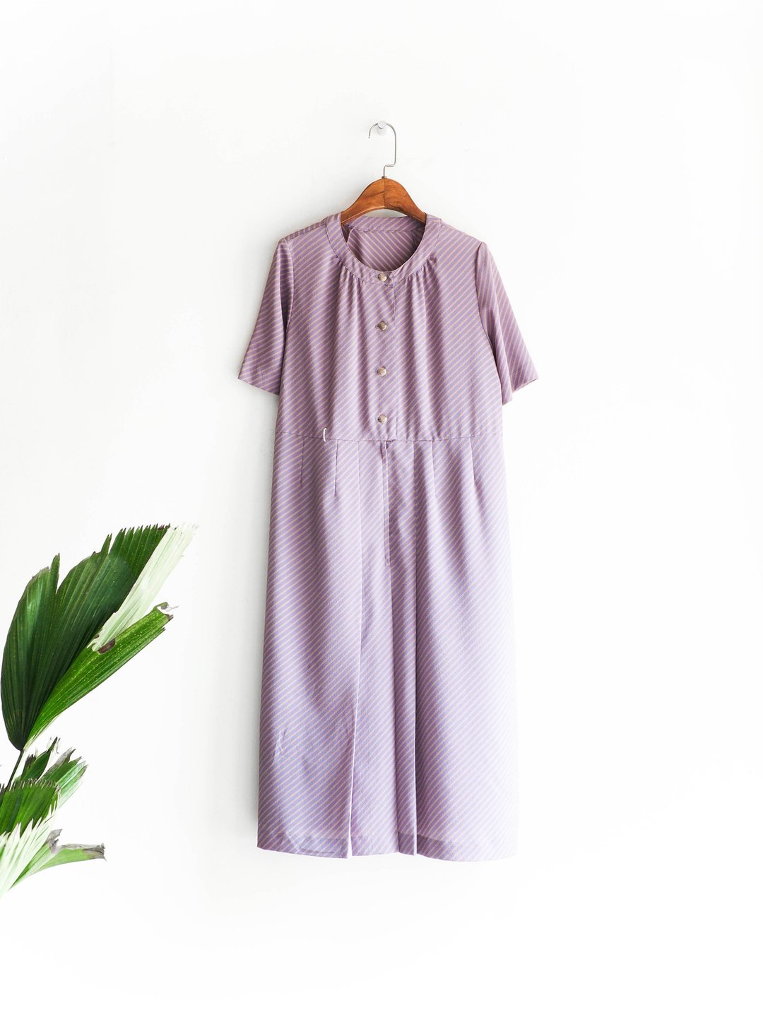 河水山 - 山形芋头紫x粉橘倾斜少女 古董连身丝质长裙 overalls oversize vintage dress - 洋装/连衣裙 - 丝．绢 紫色