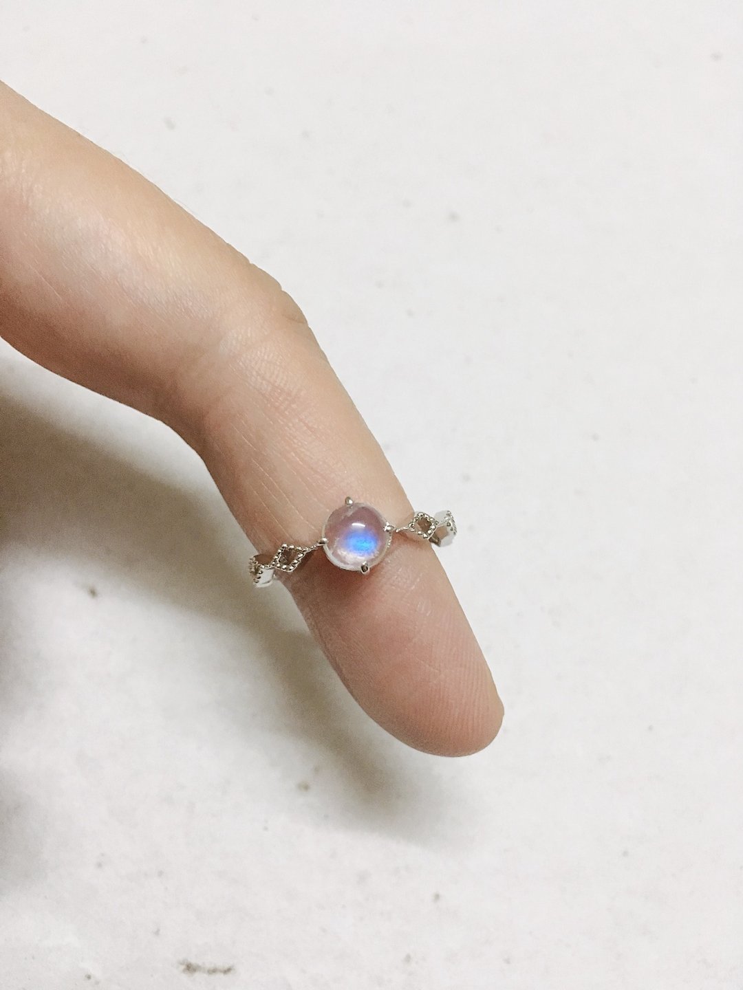 月光石 戒指 尼泊尔 手工制 925纯银 - 戒指 - 宝石 