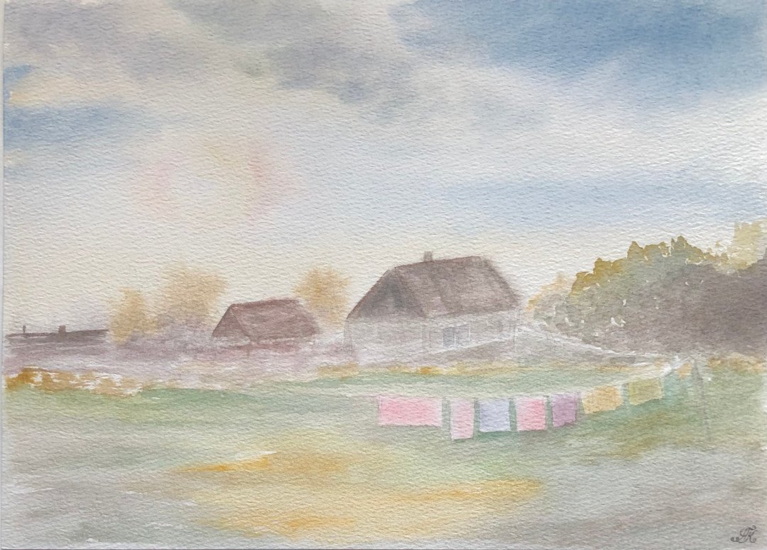 夏季原创水彩画风景墙艺术 - 墙贴/壁贴 - 纸 多色