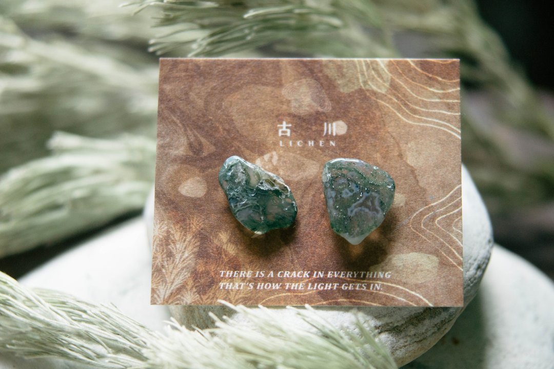 CRACK | 矿物系耳环 |  EARRINGS - 耳环/耳夹 - 玉石 绿色