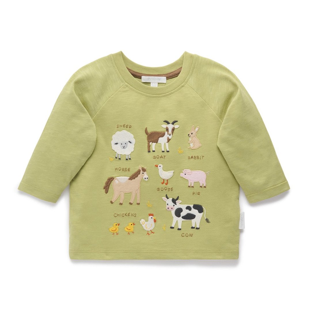 澳洲Purebaby有机棉男童装长袖上衣12M~5T 棕榈绿 - 童装上衣 - 棉 