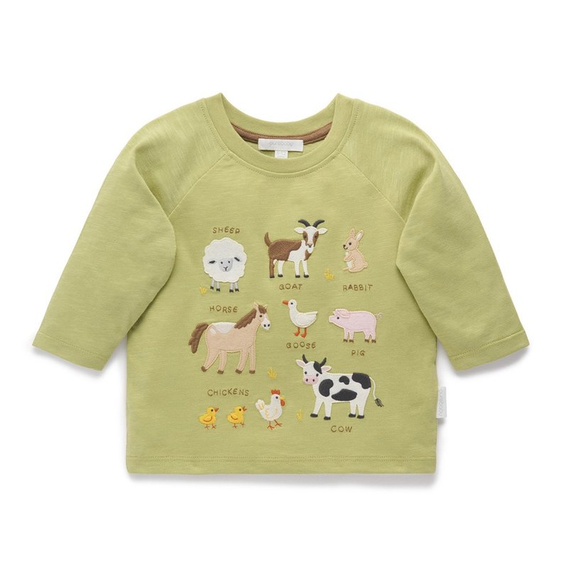 澳洲Purebaby有机棉男童装长袖上衣12M~5T 棕榈绿 - 童装上衣 - 棉．麻 