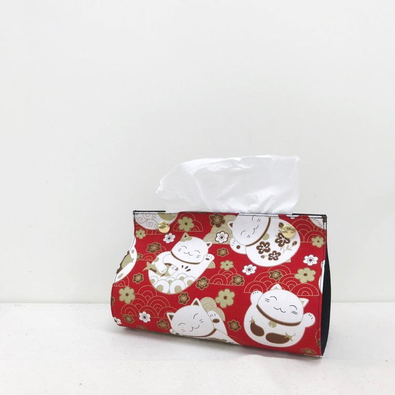 招财猫 / 烫金 日式 招财小物 / 卫生纸套 面纸盒 - 纸巾盒 - 棉．麻 
