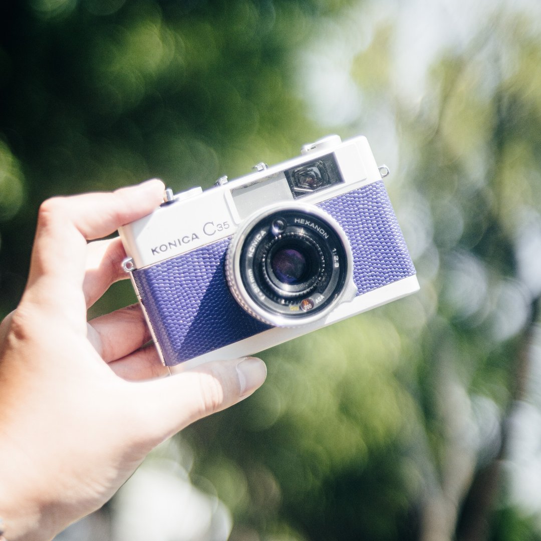 稀有 KONICA C35 E&L 经典 底片相机 蓝机 大光圈 - 相机 - 其他金属 蓝色