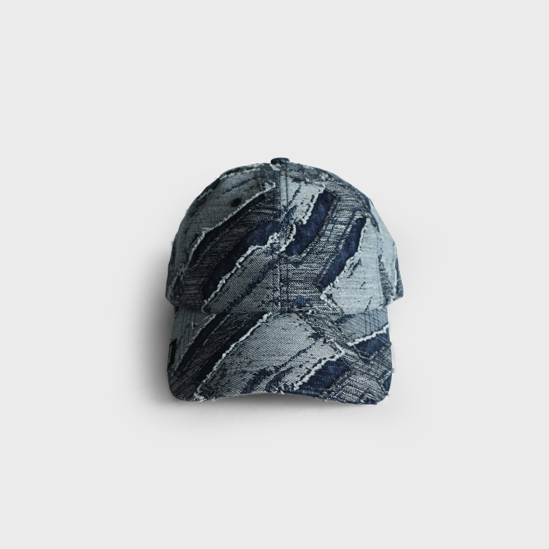 DYCTEAM - Denim Jacquard Cap (毛边方格纹) - 帽子 - 其他材质 蓝色