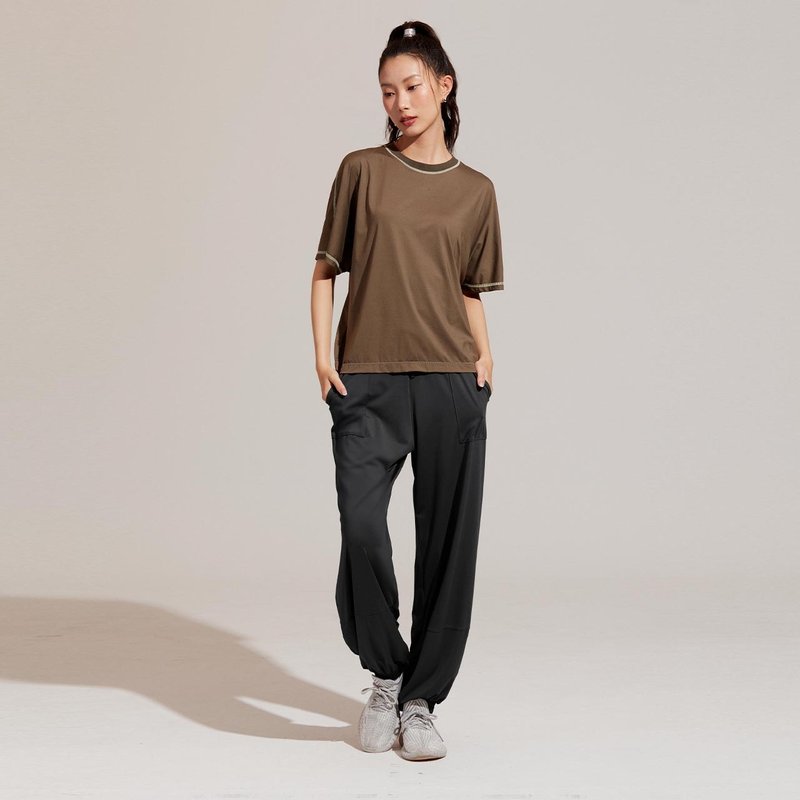 不可退换 /凉感气球缩口裤-煤黑 - 女装长裤 - 尼龙 黑色