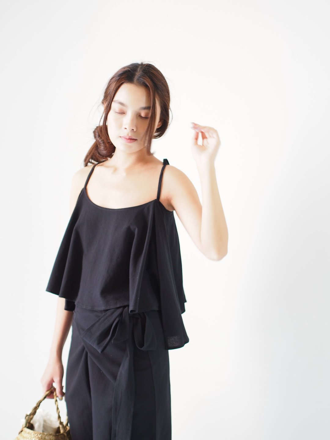ByTheSea Asymetric Singlet - Black - 女装上衣 - 棉 黑色