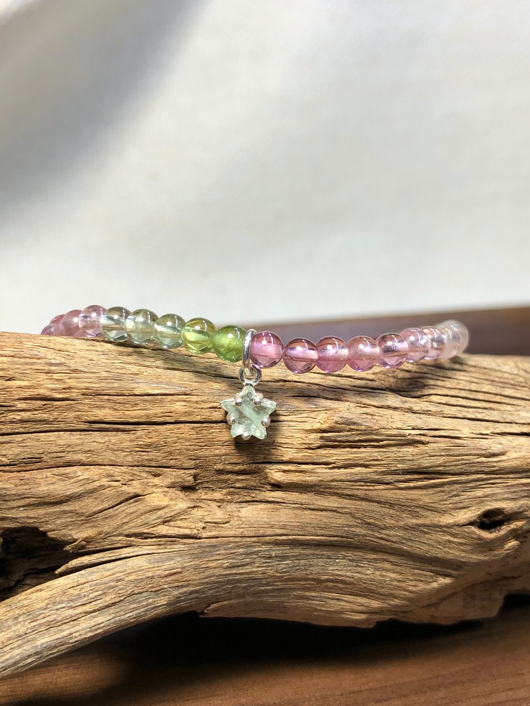 快速出货 天然彩色碧玺手链~925银碧玺星星 - 手链/手环 - 水晶 多色