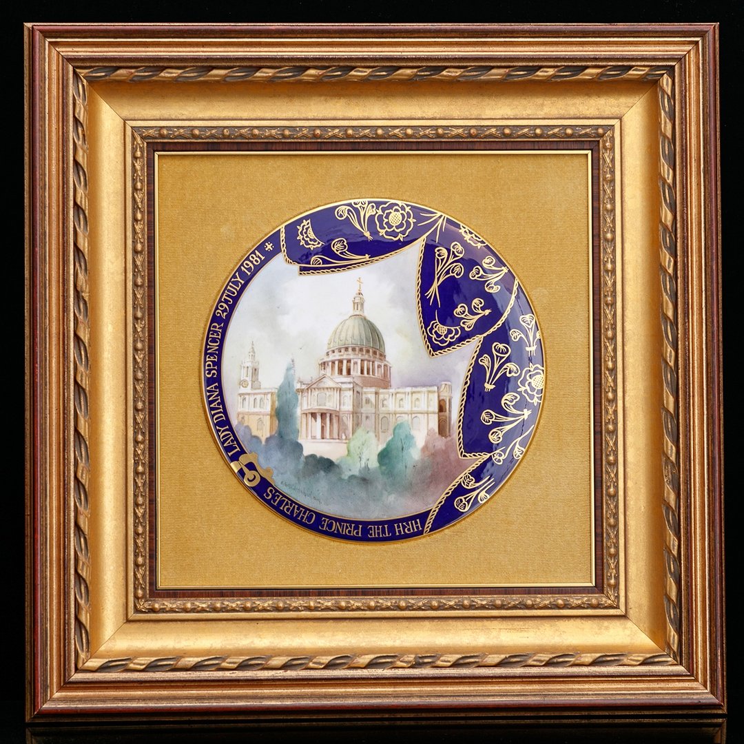 英国制Caverswall稀有皇家婚礼纪念1981手绘陶瓷壁画壁挂画 - 画框/相框 - 瓷 