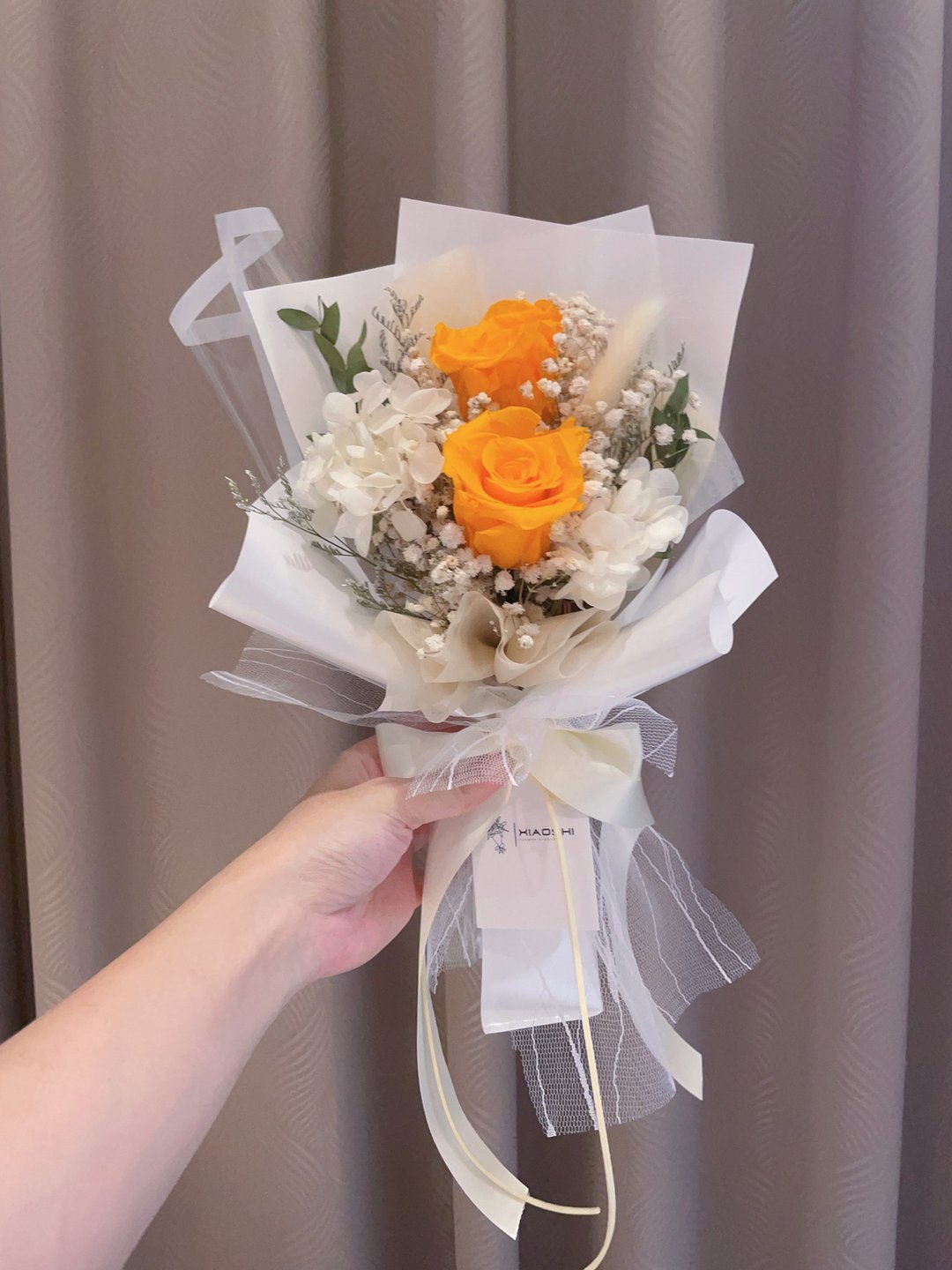 夕阳橘永生玫瑰花束 干燥花束 情人节花束 七夕花束 母亲节花束 - 摆饰 - 植物．花 橘色
