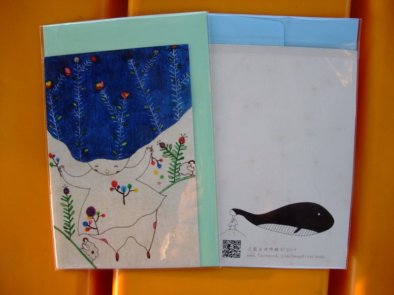 【卡片】植物女孩系列の嘻游 - 卡片/明信片 - 纸 蓝色