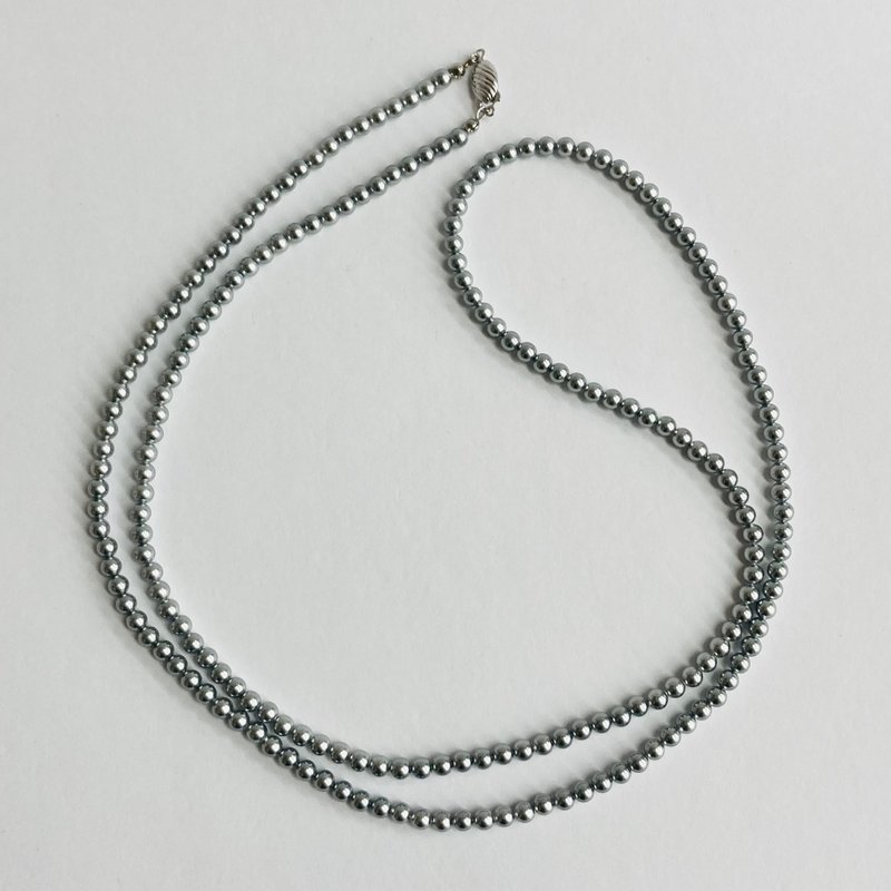 贝壳婴儿珍珠 2 路长项链/4 毫米约 90 厘米/灰/R/日本制造 - 项链 - 贝壳 灰色