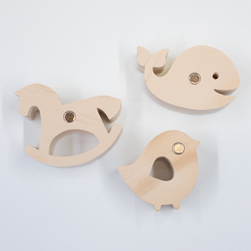 wagaZOO厚切造型积木磁铁 - 摆饰 - 木头 卡其色