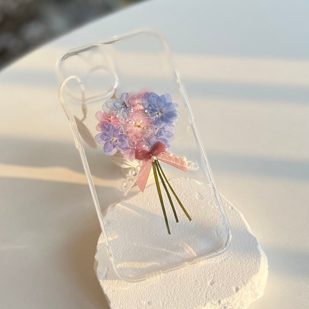綉球押花流光IPhone 14 手機殼 - 手机壳/手机套 - 树脂 紫色
