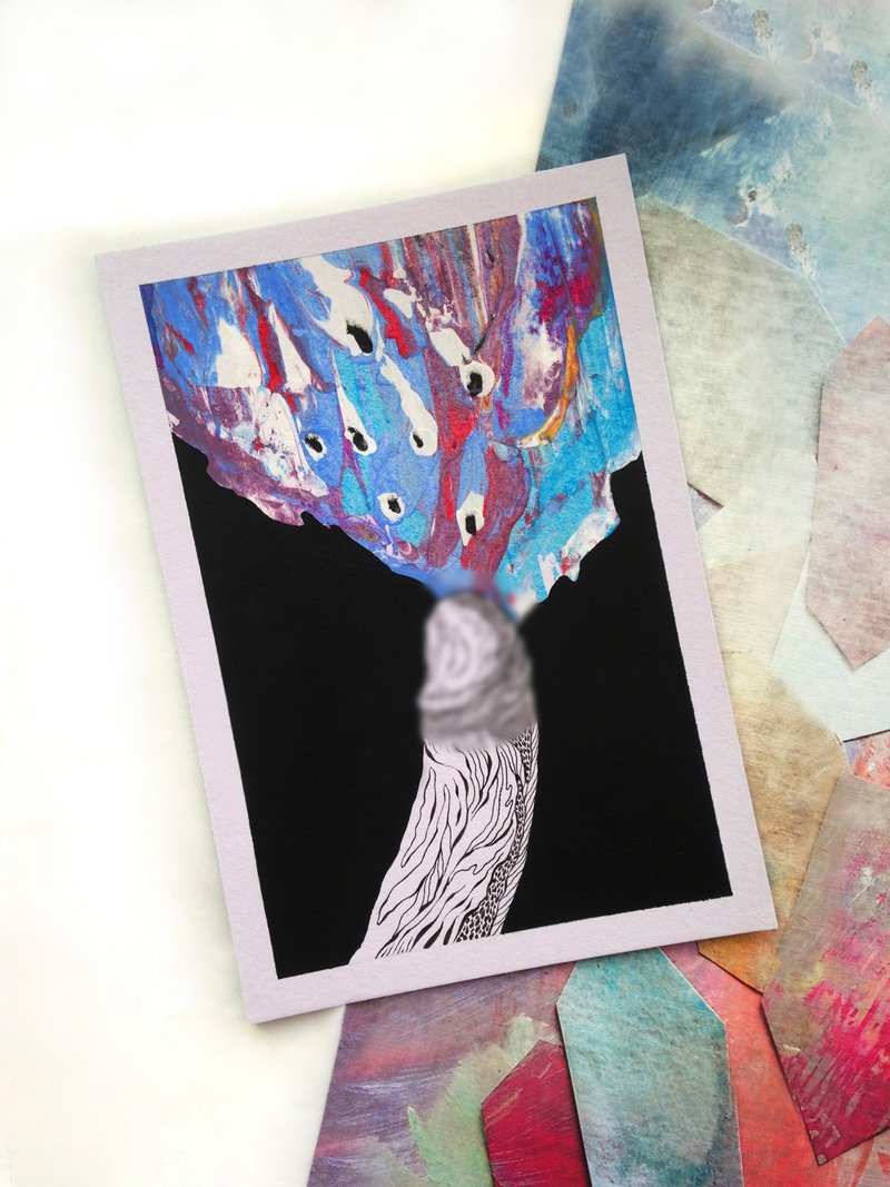 The nude body drawing. Abstract drawing. Nude abstract painting. Nude body art. - 海报/装饰画/版画 - 纸 蓝色