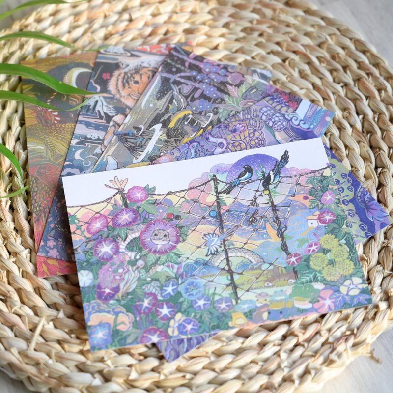 蛇灿今朝 蛇年版画明信片 - 卡片/明信片 - 纸 多色