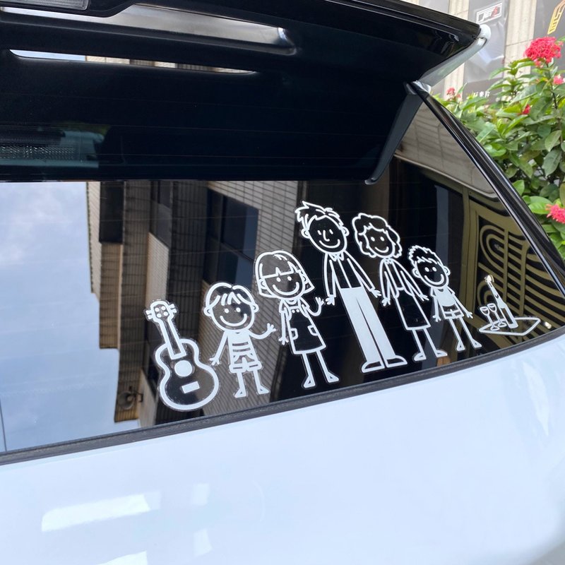 家庭成员反光贴纸 全家福 露营健身出游 汽车贴纸 无痕透明底DIY - 贴纸 - 其他材质 白色