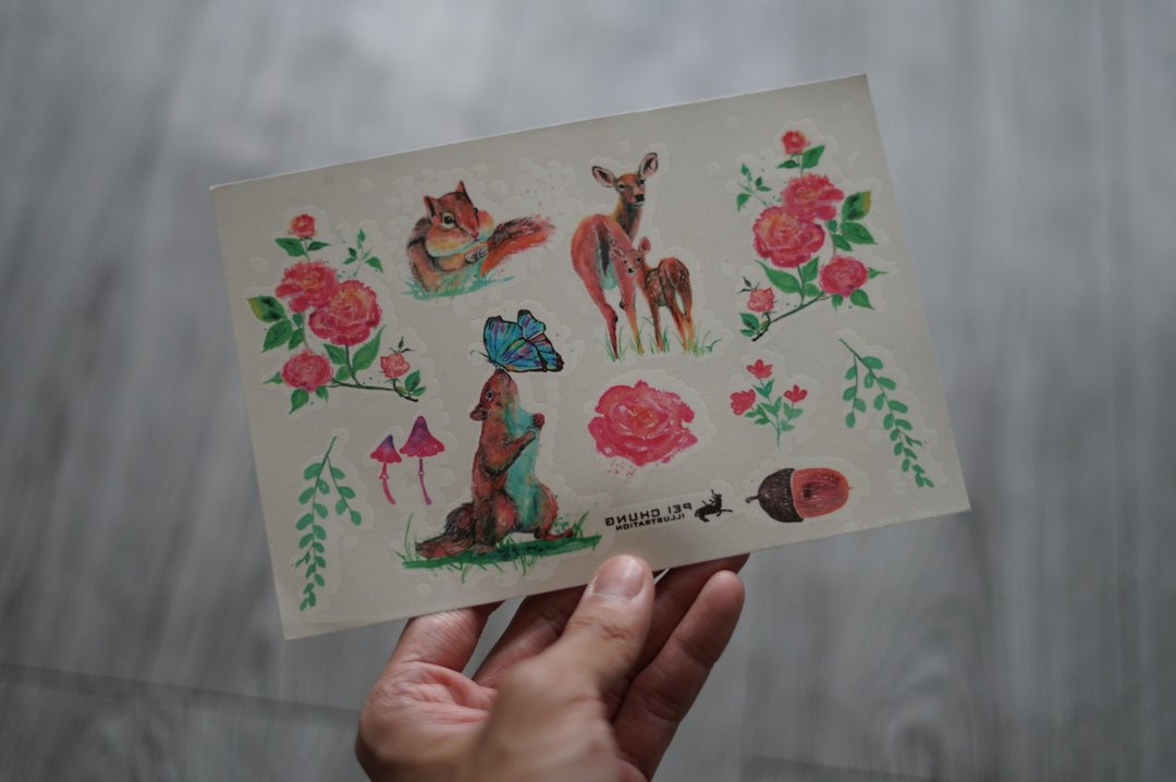 森爱•花见 纹身贴 - 贴纸 - 纸 多色