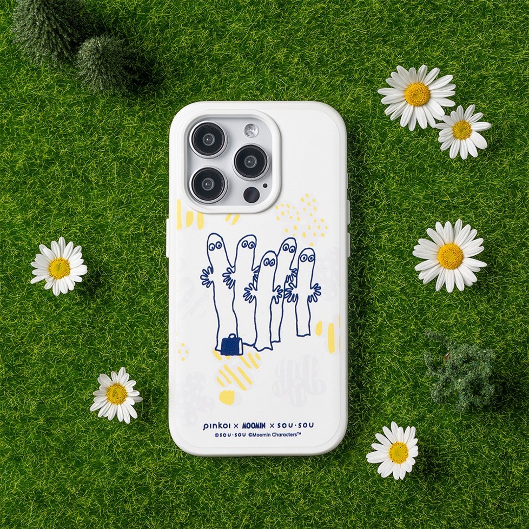 【Moomin x SOU・SOU】SolidX MagSafe兼容吸震手机壳|树精-绽放: - 手机壳/手机套 - 塑料 白色