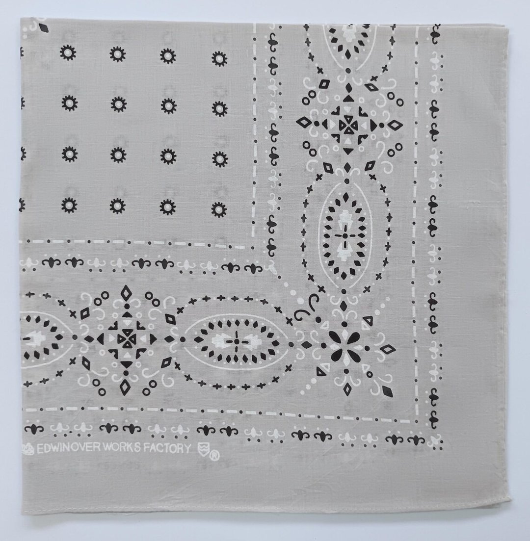Edwin Bandana，21 x 21 英寸，Ranch and Western Edwin Over Works Factory - 丝巾 - 棉 灰色