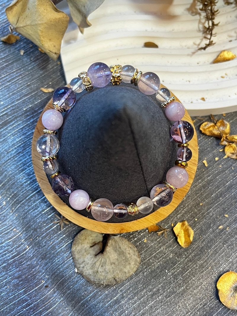 定制化水晶矿石手链 紫水晶 紫锂灰  粉水晶 紫超七 - 手链/手环 - 水晶 