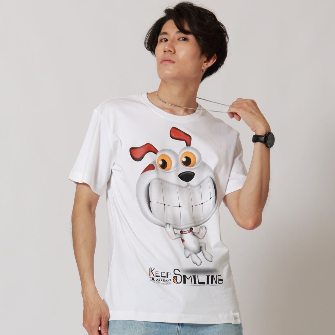 Smiling Dog II / 微笑大头狗 II - 男装上衣/T 恤 - 棉 