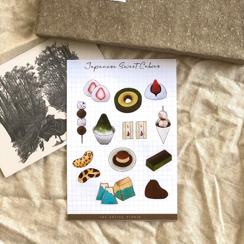 文清风日式点心插画贴纸 手帐 文具 水壶 行李箱 笔电 贴纸 - 贴纸 - 纸 