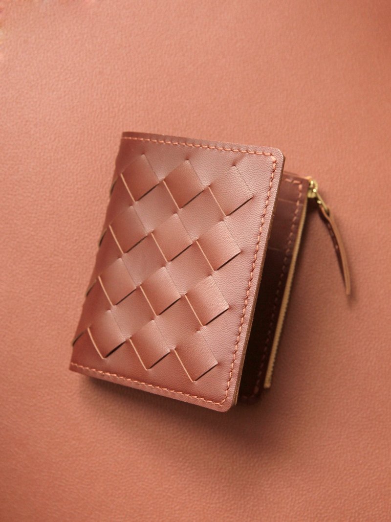 皮革diy材料包/完成品 大编织竖款拉链袋钱包 编织银包 定制刻字 - 皮件 - 真皮 