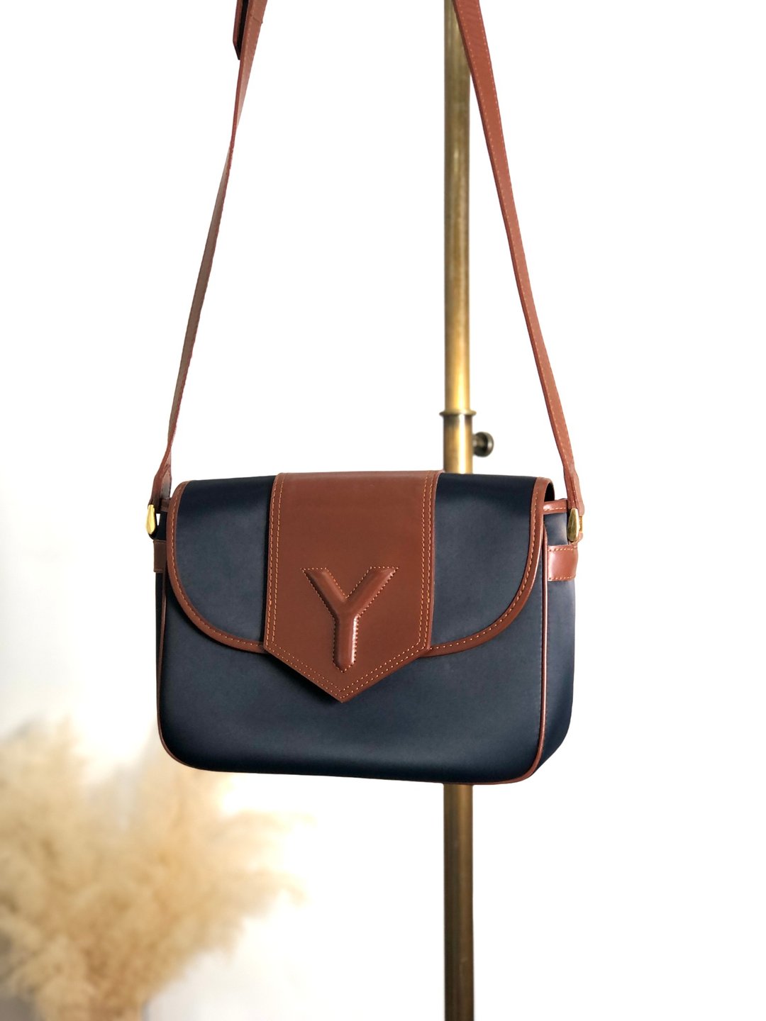 【日本直送 品牌二手包】Yves Saint Laurent 单肩包 海军蓝 Y 尼龙 复古 7p88sz - 侧背包/斜挎包 - 尼龙 蓝色
