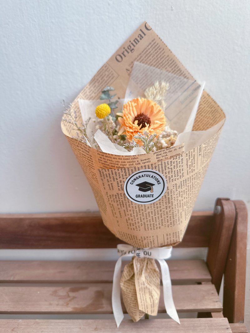 美好时光 | 手作质感向日葵花束、日常小花束、毕业花束 - 干燥花/捧花 - 植物．花 黄色