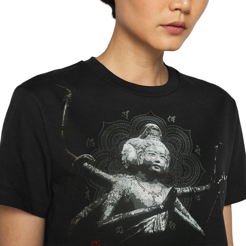 日本制造艺术T恤 佛教T恤 阿修罗 100%纯棉 男女皆宜 黑 - 女装 T 恤 - 棉．麻 黑色