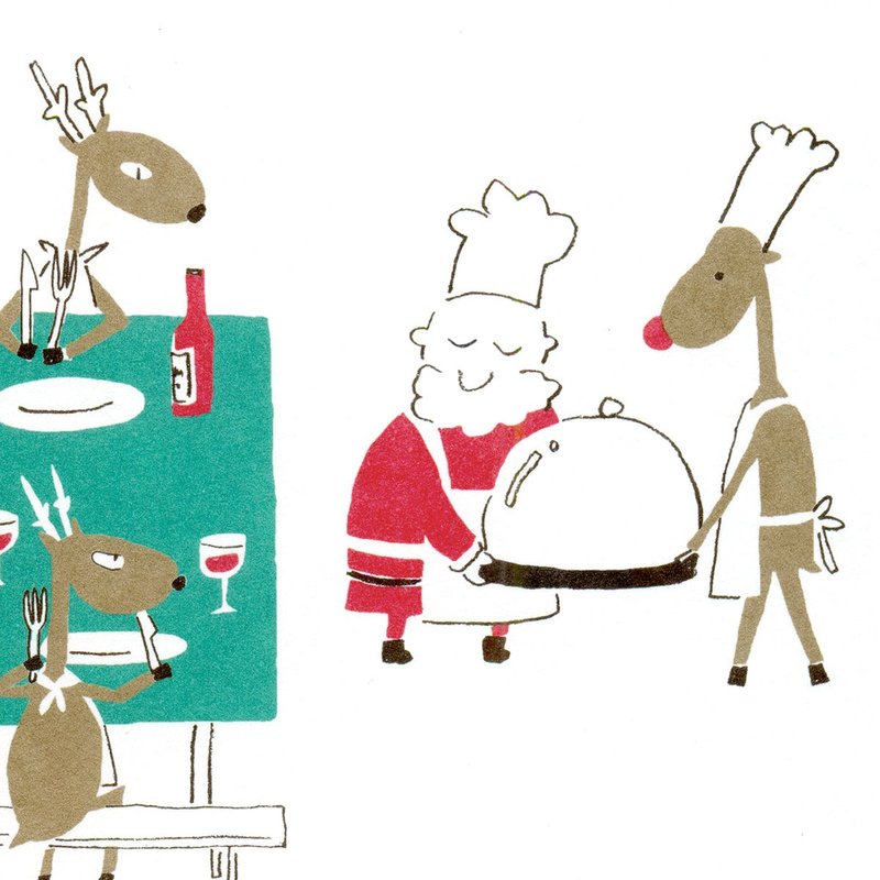 圣诞卡-2019圣诞明信片12号 : 圣诞大餐 Christmas Feast - 卡片/明信片 - 纸 红色