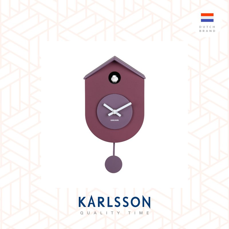 荷兰Karlsson, Grato Cuckoo 深紫色摇摆布谷鸟挂钟(整点报时) - 时钟/闹钟 - 塑料 紫色