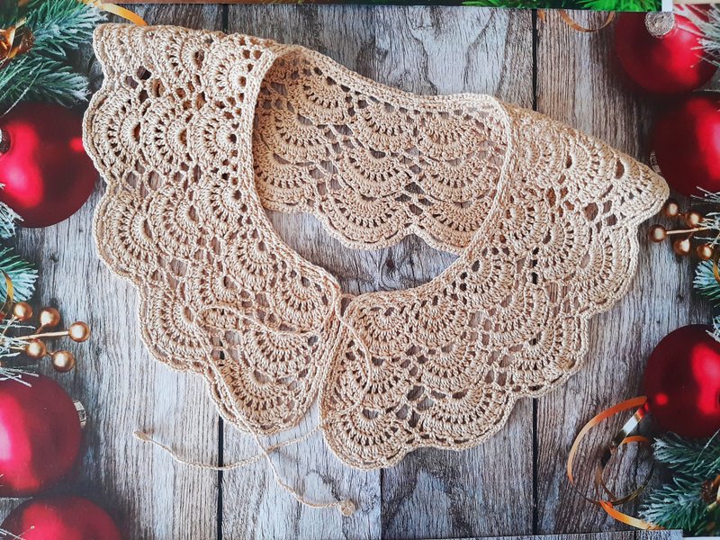 Cottagecore style collar Detachable lace cotton collar for women - 锁骨链 - 棉．麻 金色